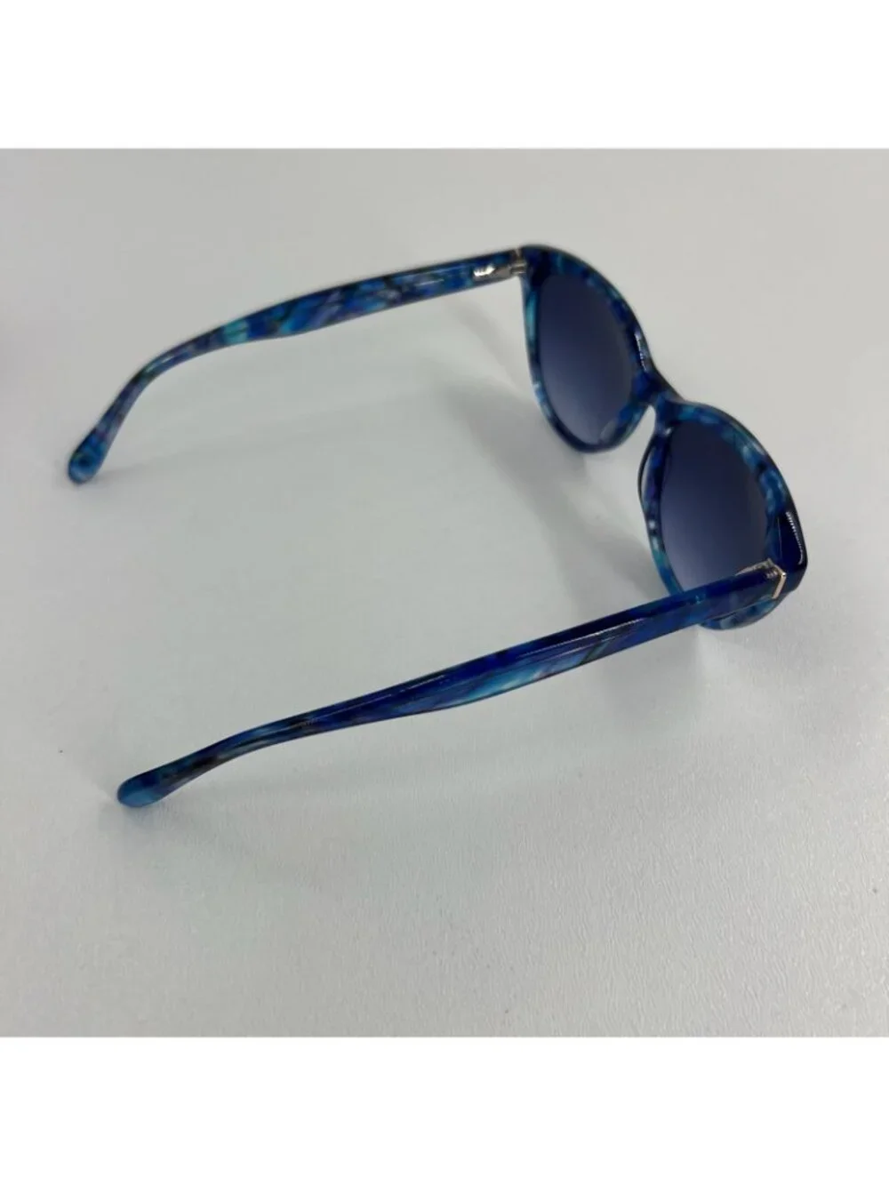 Lilly Pulitzer Havana Cat Eye Sunglasses Womens Gradient Lenses Case Blue Marble